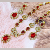 FS Collection Gold Plated Austrian Stone Long Necklace Set