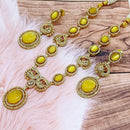 FS Collection Gold Plated Austrian Stone Long Necklace Set