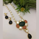 FS Collection Gold Plated Mother Of Pearls Long Necklace Set