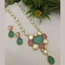 FS Collection Gold Plated Mother Of Pearls Long Necklace Set