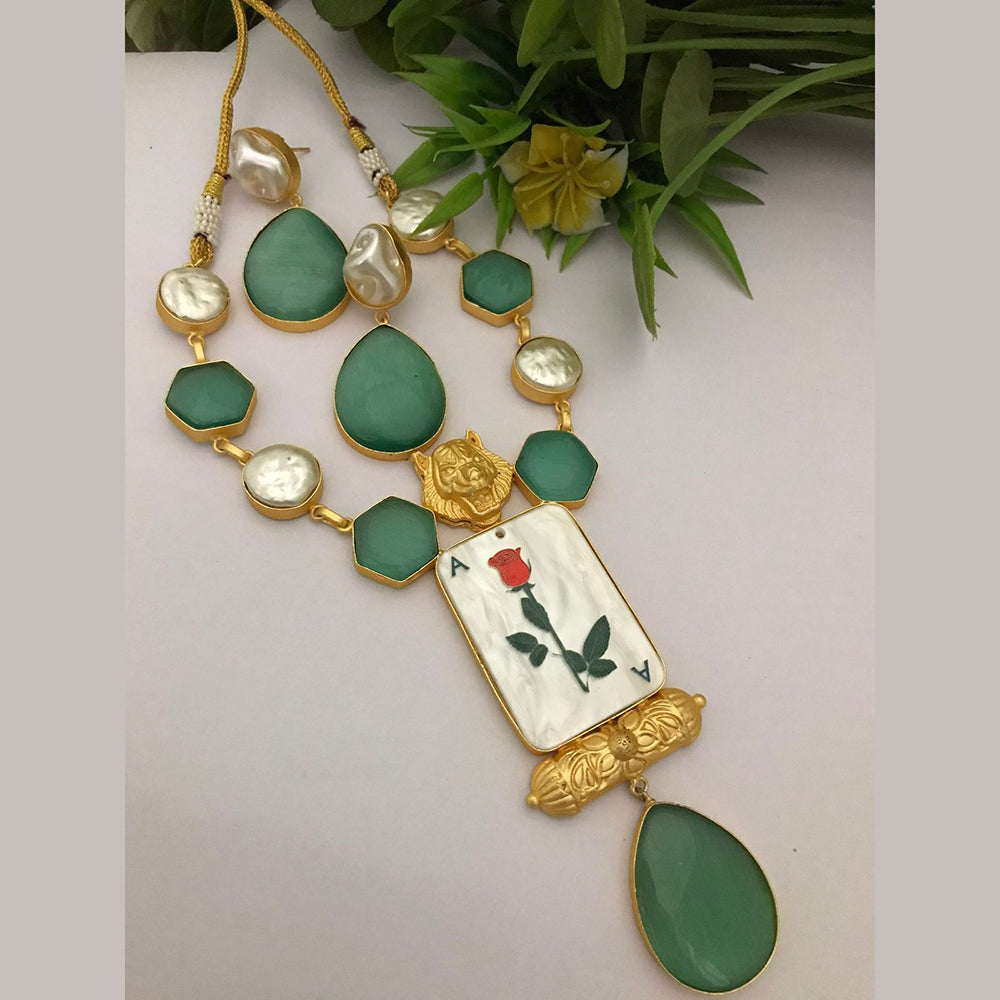 FS Collection Gold Plated Mother Of Pearls Necklace Set
