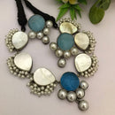 FS Collection Oxidised Plated Pearls Choker Necklace Set