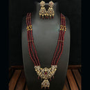 Fs Collection Gold Plated AD And Beads Long Necklace Set