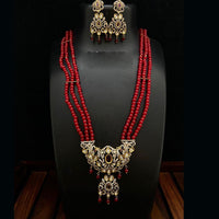 Fs Collection Gold Plated AD And Beads Long Necklace Set