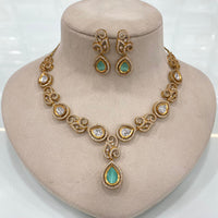 FS Collection Gold Plated Polki Kundan Stone Necklace Set