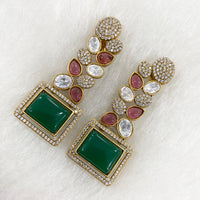 FS Collection Gold Plated Monalisa Stone Dangler Earrings