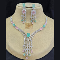 FS Collection Silver Plated AD Stone Necklace Set