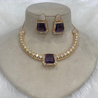 FS Collection Gold Plated Polki Kundan Stone Necklace Set