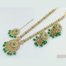 FS Collection Gold Plated Crystal Stone And Pearls Long Necklace Set