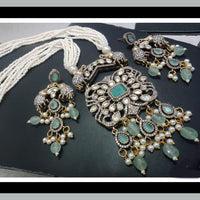 FS Collection Gold Plated Polki Kundan Elephant Pearls Necklace Set