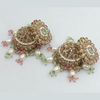 FS Collection Gold Plated Crystal Stone And Pearls Jhumki
