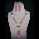 FS Collection Gold Plated Kundan Stone And Pearls Necklace Set