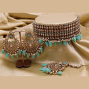 FS Collection Gold Plated Crystal Stone Choker Necklace Set