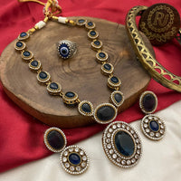 FS Collection Gold Plated Austrian Stone And Monalisa Necklace Set