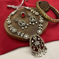 FS Collection Gold Plated Kundan Stone Necklace Set