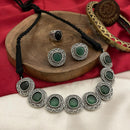 FS Collection Oxidised Plated Pota Stone Necklace Set