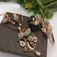 FS Collection Gold Plated Austrian Stone Floral Jewellery Combo Set