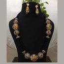 FS Collection Gold Plated Kundan Stone And Pearls Necklace Set
