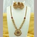 FS Collection Gold Plated Pota Stone And Pearls Long Necklace Set