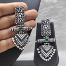 FS Collection Oxidised Plated Pota Stone And Pearls Dangler Earrings
