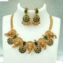 FS Collection Gold Plated Kundan Stone Elephant Style Choker Necklace Set