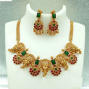 FS Collection Gold Plated Kundan Stone Elephant Style Choker Necklace Set