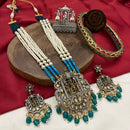 FS Collection Gold Plated Polki Kundan Stone Temple Long Necklace Set