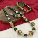FS Collection Oxidised Plated Meenakari And Pearls Long Necklace Set