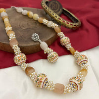 FS Collection Oxidised Plated Meenakari And Pearls Long Necklace Set