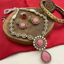 FS Collection Oxidised Plated Kundan Stone Necklace Set