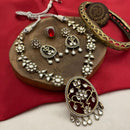 FS Collection 2 Tone Plated Kundan Stone Necklace Set