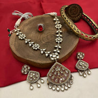 FS Collection 2 Tone Plated Kundan Stone Necklace Set