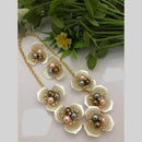 FS Collection Gold Plated Pearls Antique Necklace Set