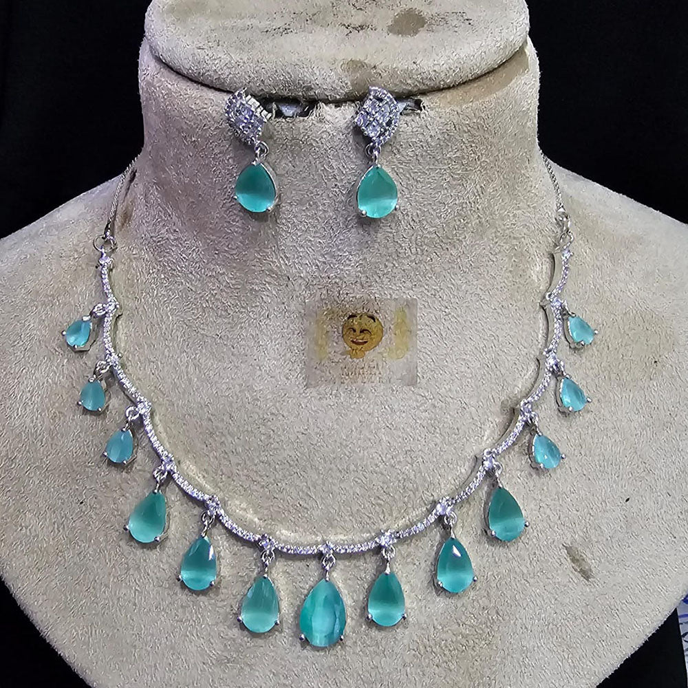 FS Collection Silver Plated Austrian Stone Necklace Set