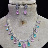 FS Collection Silver Plated Austrian Stone Necklace Set