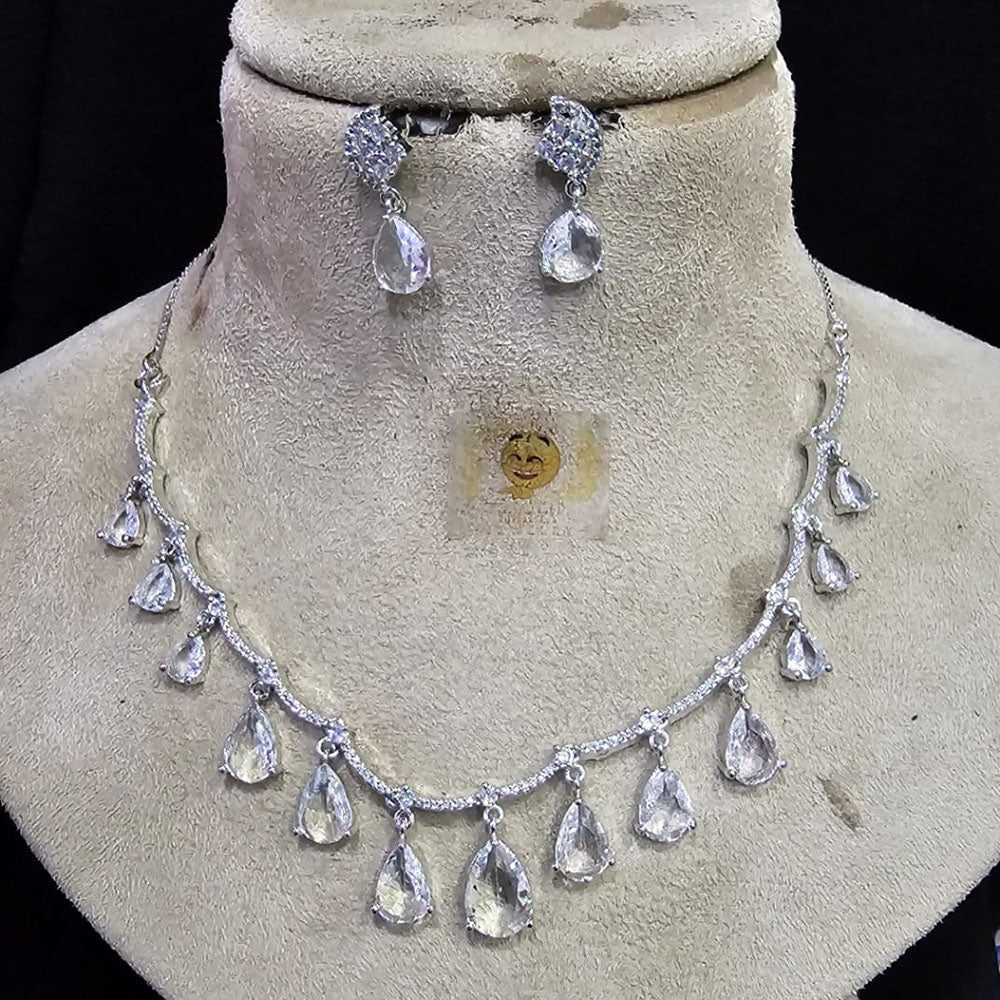 FS Collection Silver Plated Austrian Stone Necklace Set