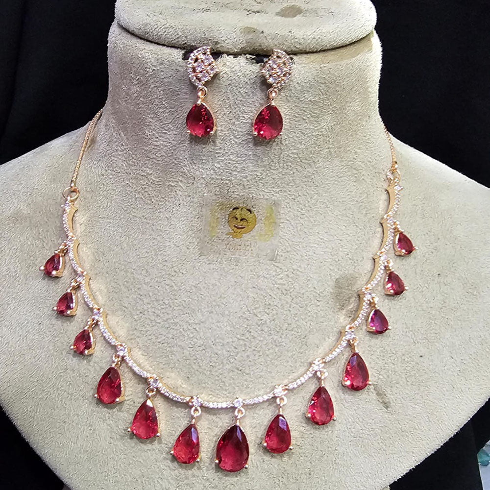 FS Collection Rose Gold Plated Austrian Stone Necklace Set