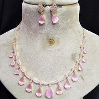 FS Collection Rose Gold Plated Austrian Stone Necklace Set