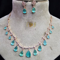 FS Collection Rose Gold Plated Austrian Stone Necklace Set