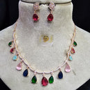 FS Collection Rose Gold Plated Austrian Stone Necklace Set