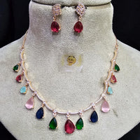 FS Collection Rose Gold Plated Austrian Stone Necklace Set