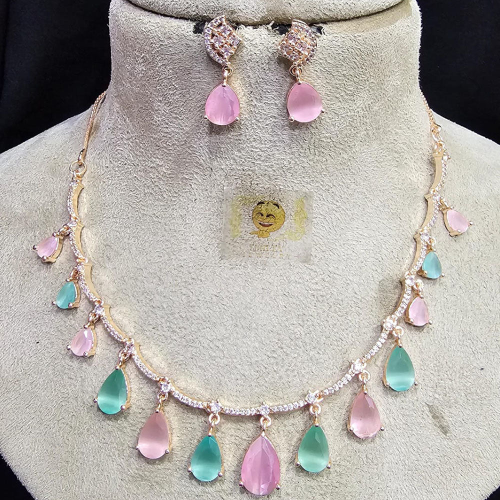 FS Collection Rose Gold Plated Austrian Stone Necklace Set