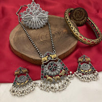 FS Collection 2Tone Plated Pota Stone Long Necklace Set