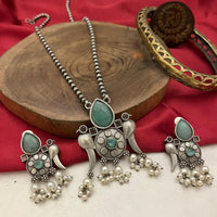 FS Collection Oxidised Plated Necklace Set
