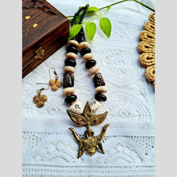 FS Collection Oxidised Gold Plated Beads Necklace Set