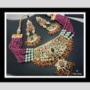 FS Collection Gold Plated Pearl And Beads Choker Necklace Set