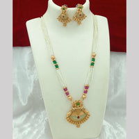 FS Collection Gold Plated Pearl Long Necklace Set