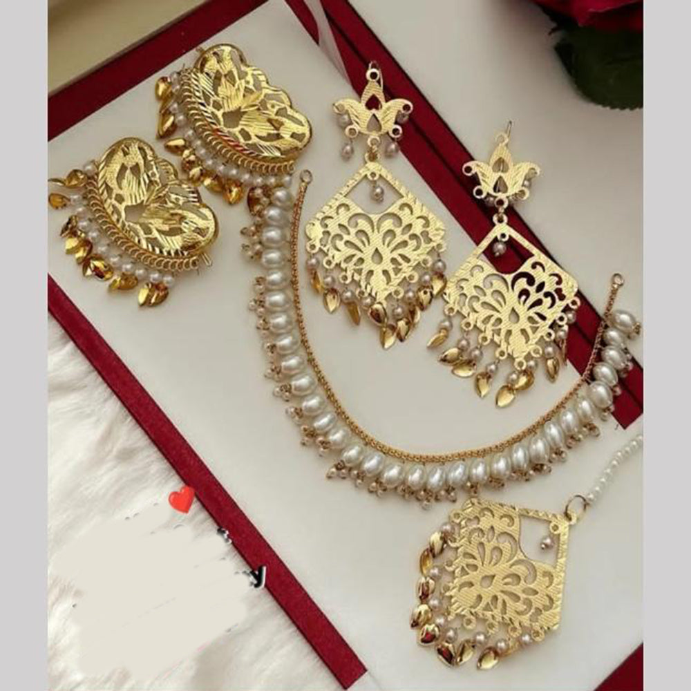 FS Collection Gold Plated Pearl  Necklace Set