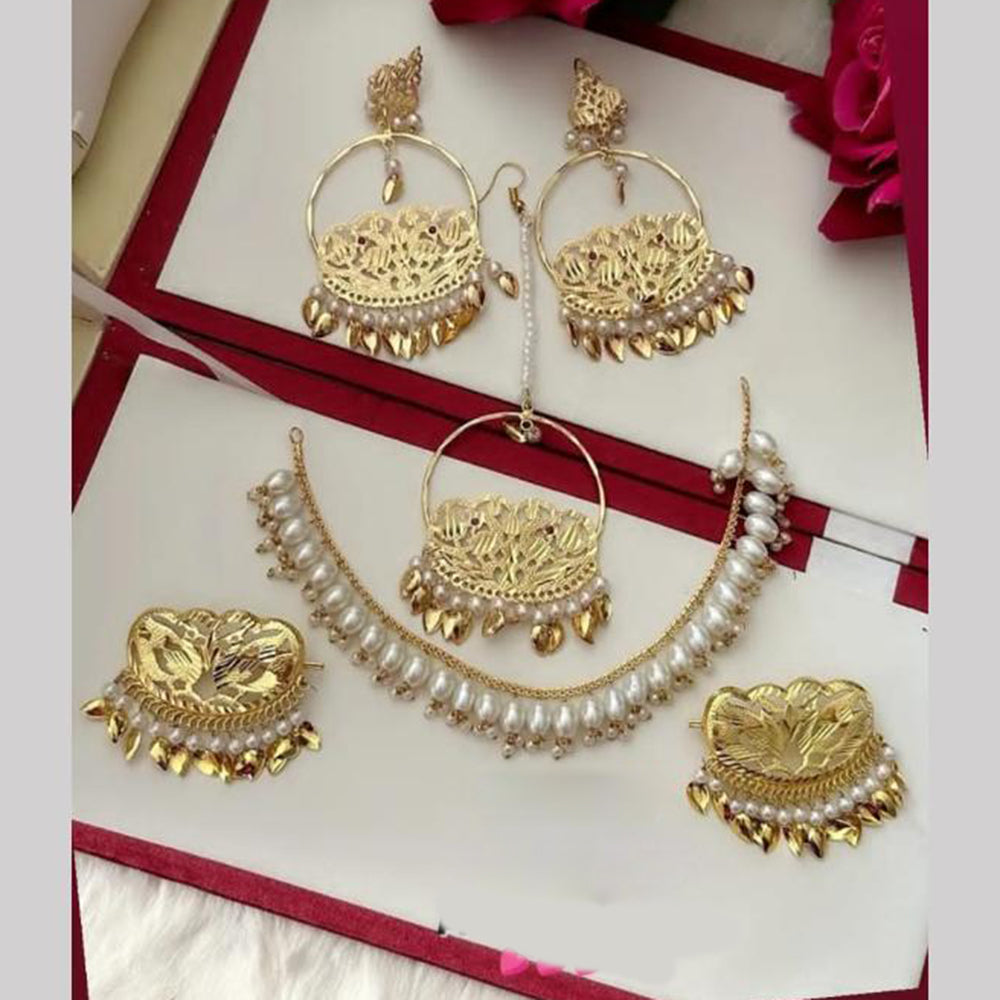 FS Collection Gold Plated Pearl  Necklace Set