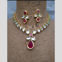 FS Collection Gold Plated Kundan Stone  Necklace Set